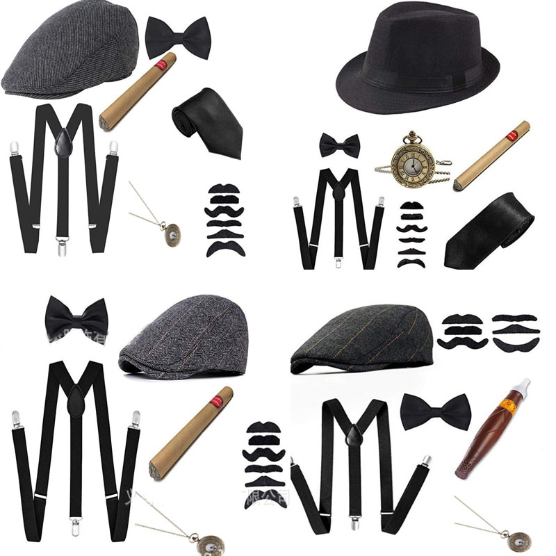 Men'S Accessories In The 1920S - Halloween Cosplay Gangster Set para homens,