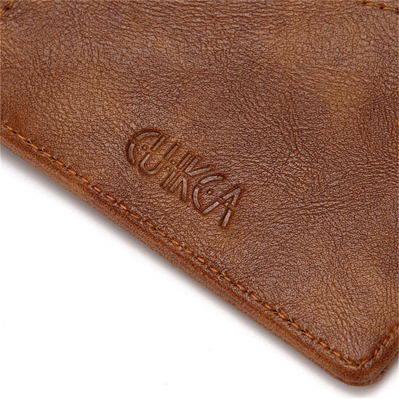Bifold Leather Wallet - Carteira multifuncional fina de metal com