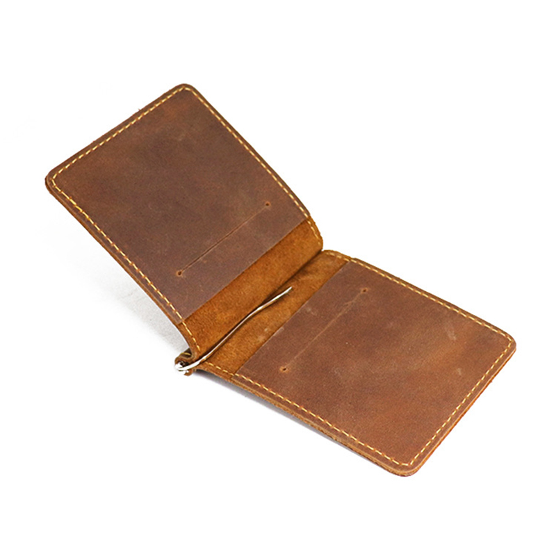 Bifold Leather Wallet - Carteira de couro genuíno artesanal, carteira