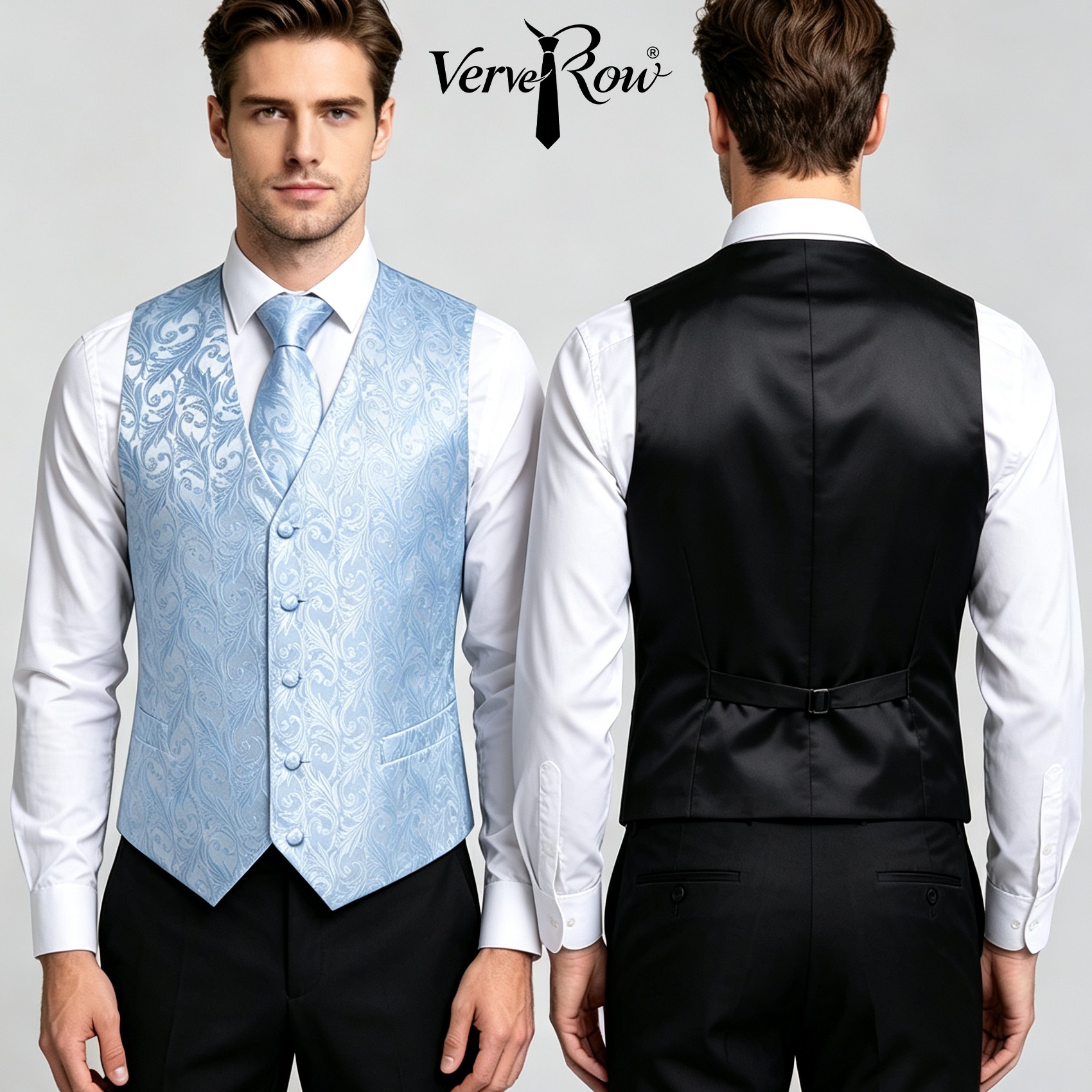 Men'S Accessories Office - Colete Jacquard Azul Claro com Lenço