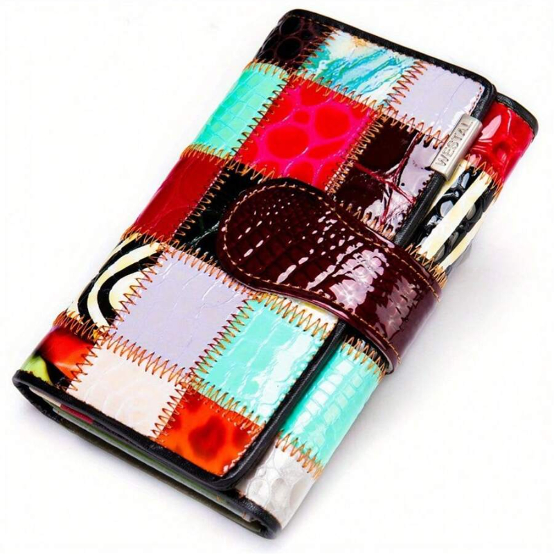 Bifold Leather Wallet - Bolsa Feminina Elegante Feita à Mão,