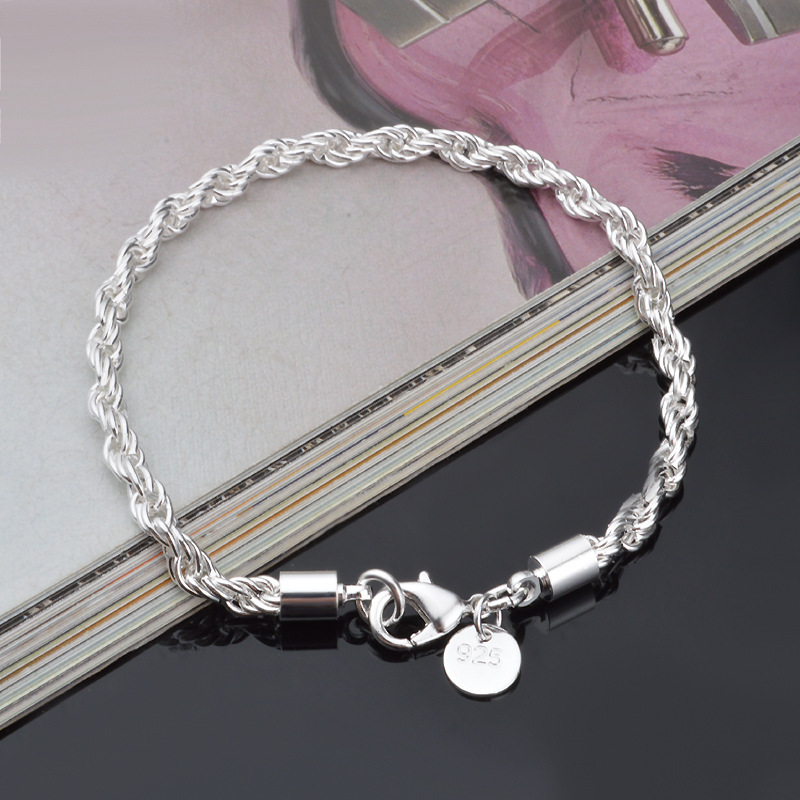 Men Accessories Singapore - Pulseira de Corda Torcida Prateada de