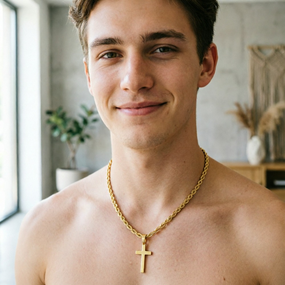 Men Accessories Singapore - Novo Colar com Pingente de Cruz