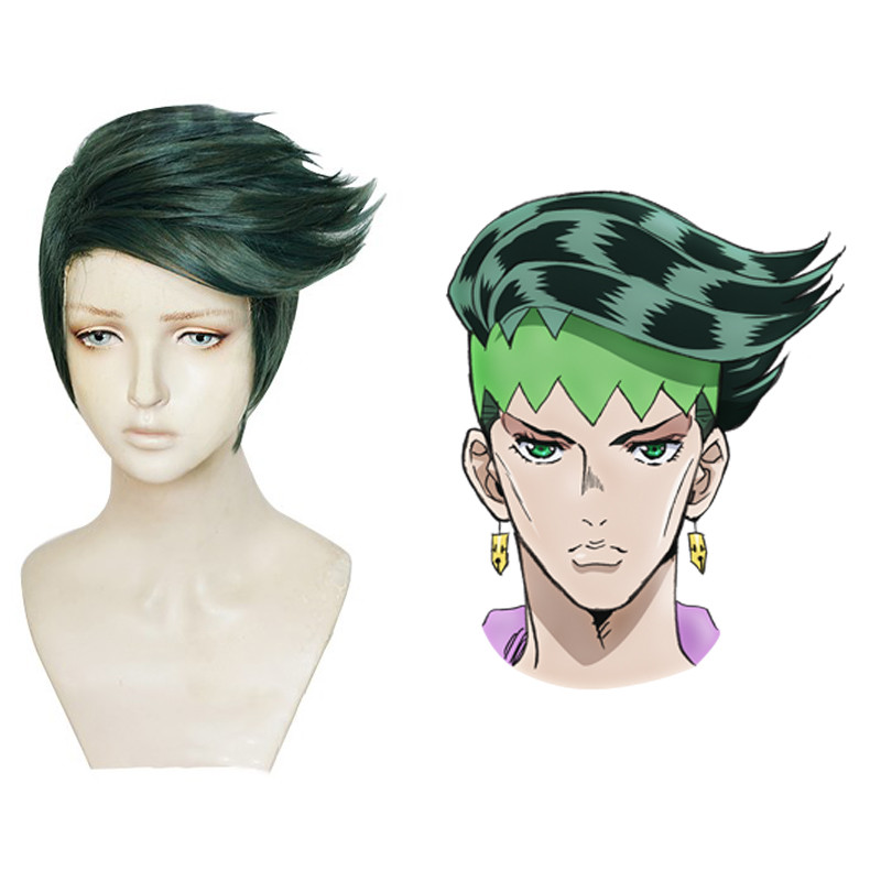 Men'S Vegan Accessories - Rohan kishibe peruca cosplay curta verde