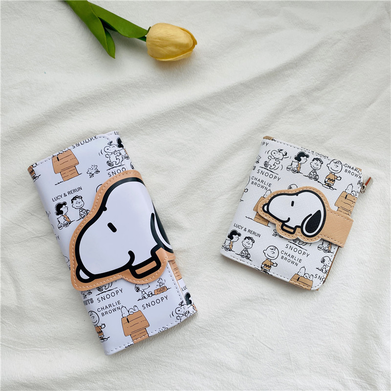 Bifold Leather Wallet - Carteira Snoopy em Couro PU, Bifold,