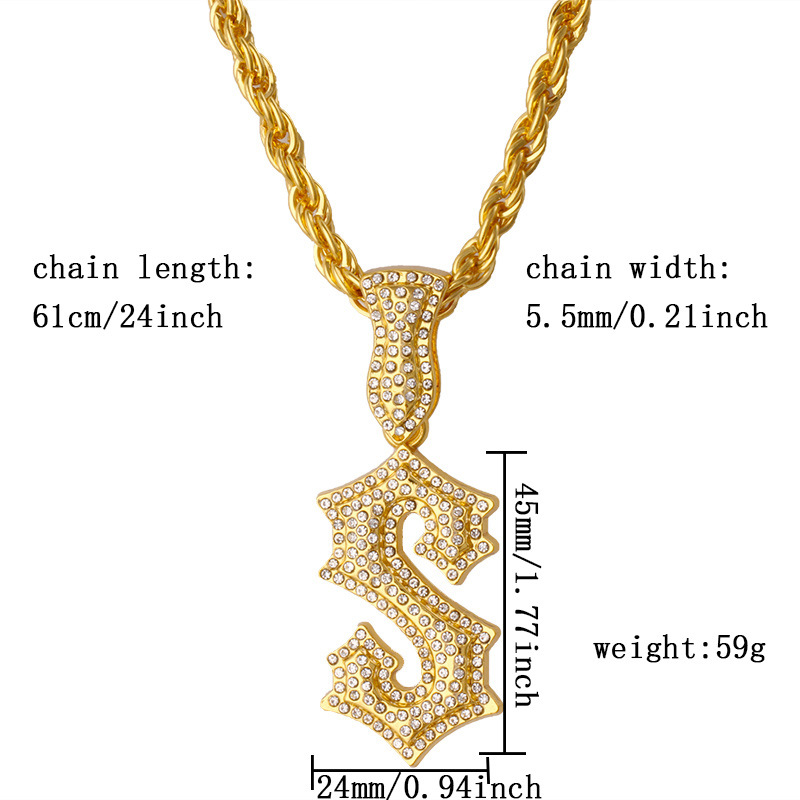 Novo Colar Hip Hop com Letra S - Men Accessories Singapore avaliação e preço