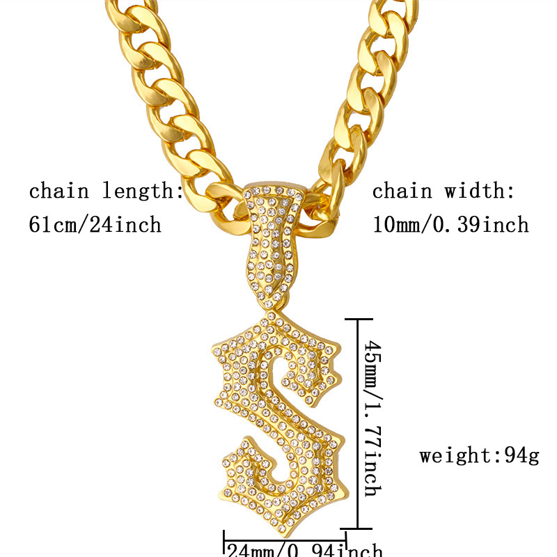 Novo Colar Hip Hop com Letra S - Men Accessories Singapore avaliação e preço