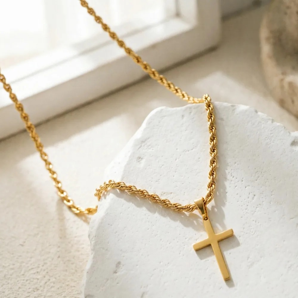 Novo Colar com Pingente de Cru - Men Accessories Singapore avaliação e preço