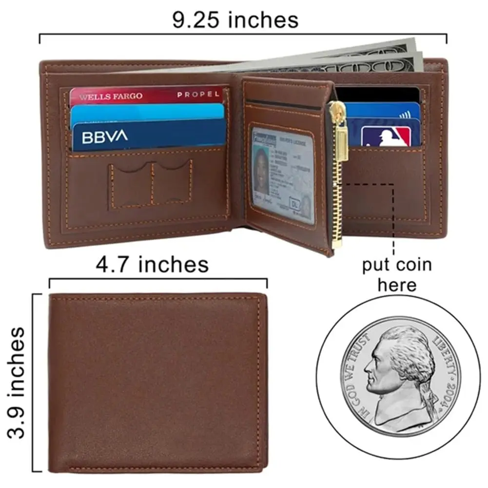 2025 foto gravada bolsa curta  - Bifold Leather Wallet avaliação e preço